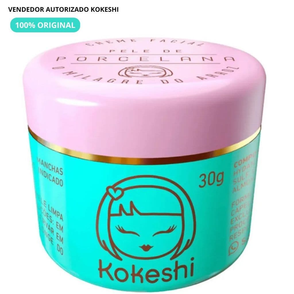 Hidratante Creme Facial Pele De Porcelana Kokeshi 30g Milagre do Arroz