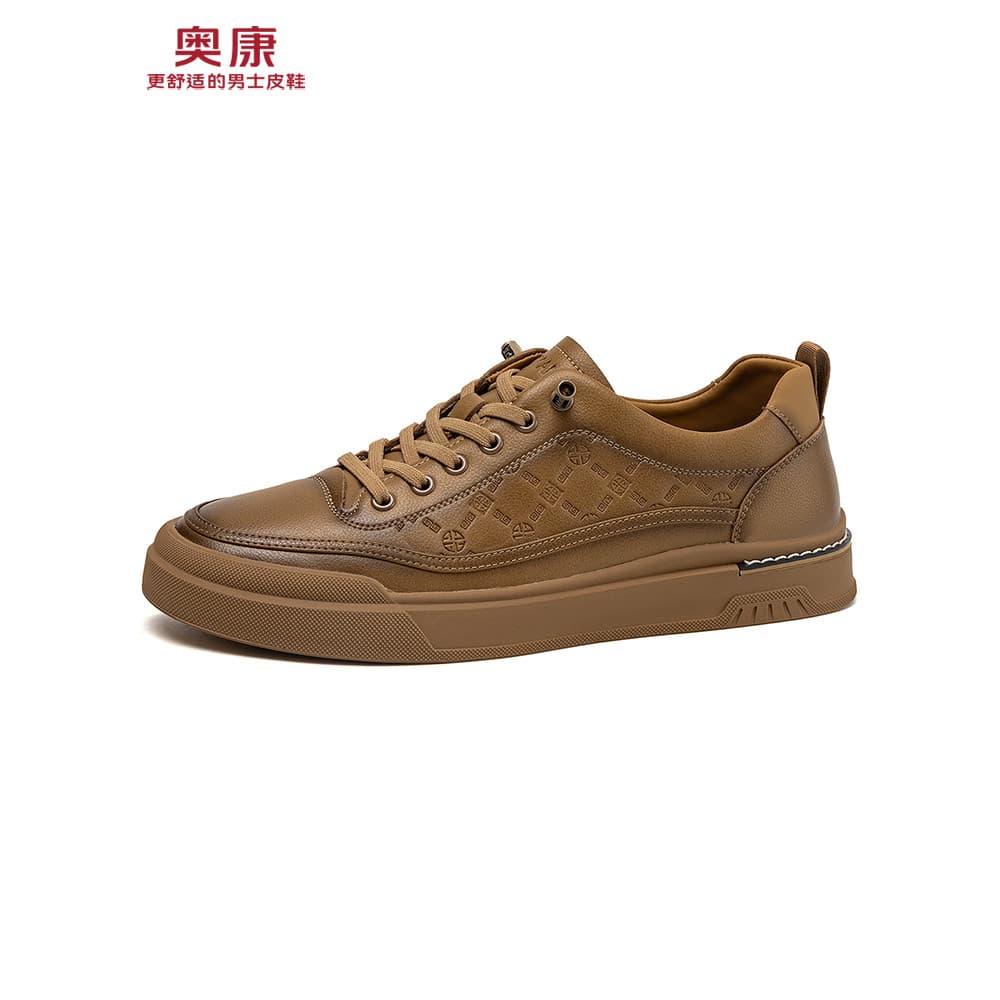 Okcom sapatos masculinos 2026 outono novo estilo simples tênis jovens sapatos esportivos de couro na moda sapatos casuai