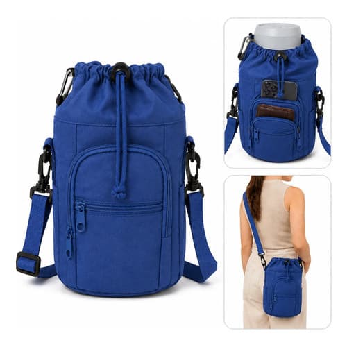 Bolsa Térmica Porta Garrafa Alça Ombro Academia Caminhada Azul