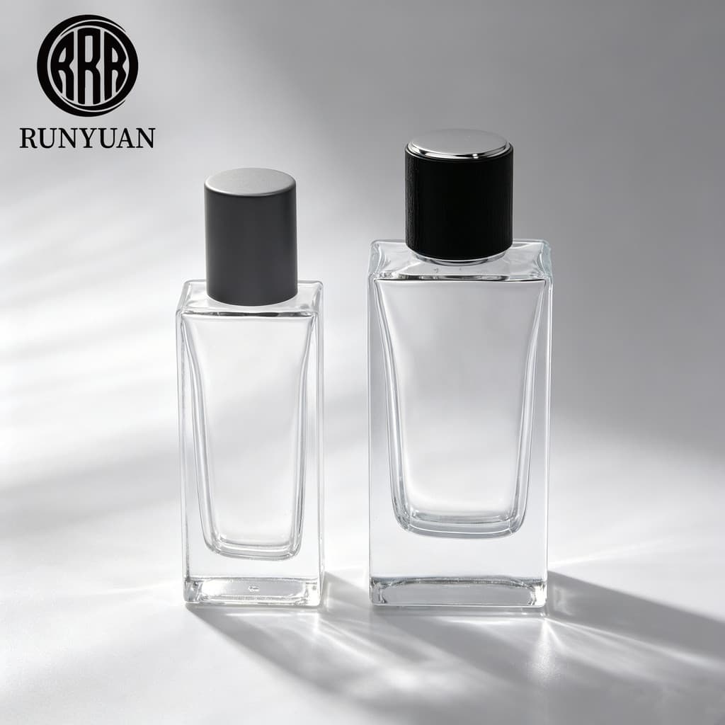 Frasco de perfume quadrado alto e plano 30/50ml, frasco de perfume portátil para viagem com pulverizador de pressão, fra