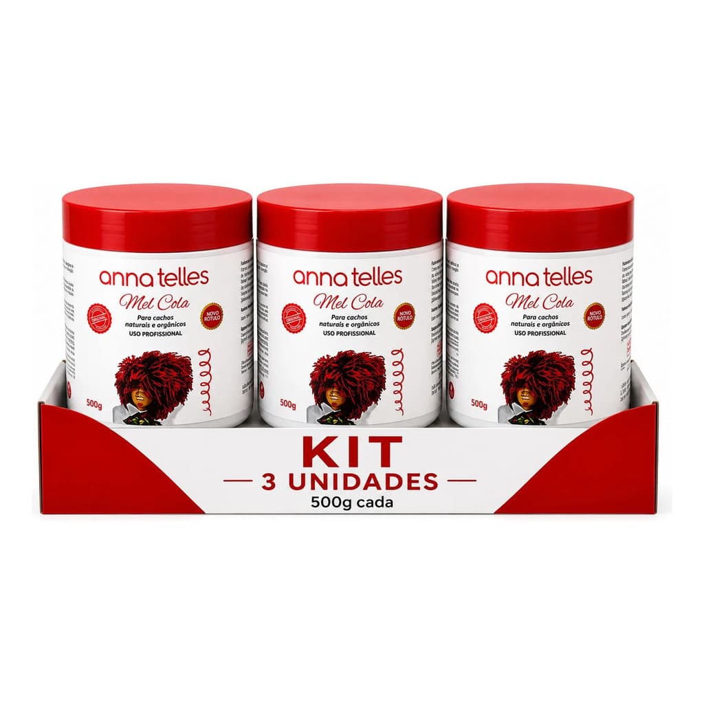 Kit 3 Modelador Mel Cola Anna Telles 500g Para Cabelos