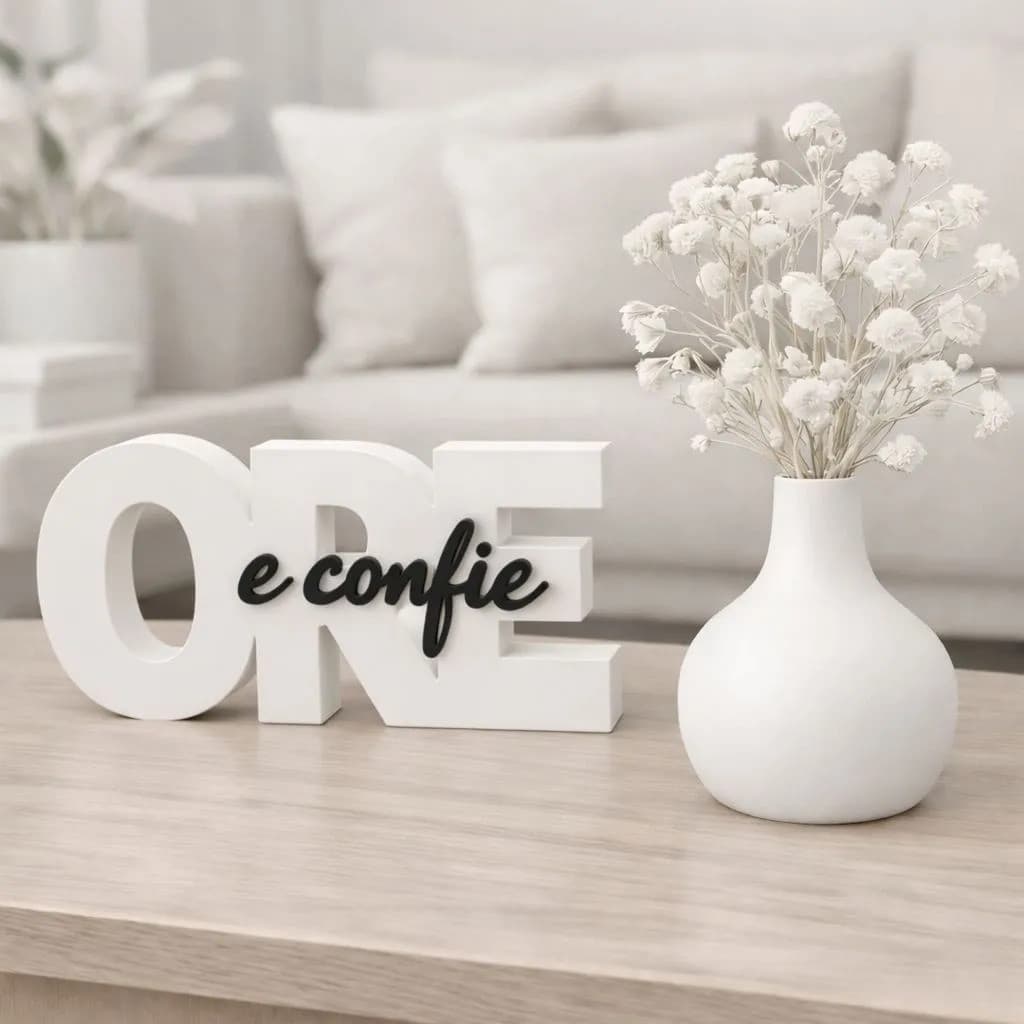 Vaso E Escultura Ore E Confie Religioso Decorativa Kit Enfei