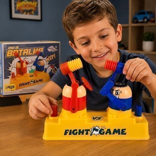 Brinquedo Jogo Competitivo Diversao Batalha Duelo Dois Jogadores Fight Game Box Bate Bate Martelo