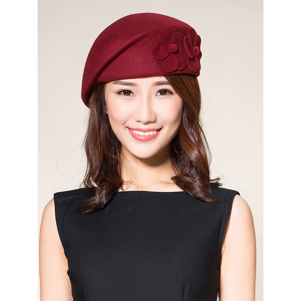 Boina feminina inverno balde chapéu feminino outono inverno chapéu de feltro feminino britânico All-Match chapéu superio