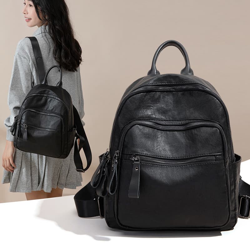 Mochila de couro genuíno 2026 novo estilo Casual moda All-Match saco de escola grande capacidade senhoras mochila de cou