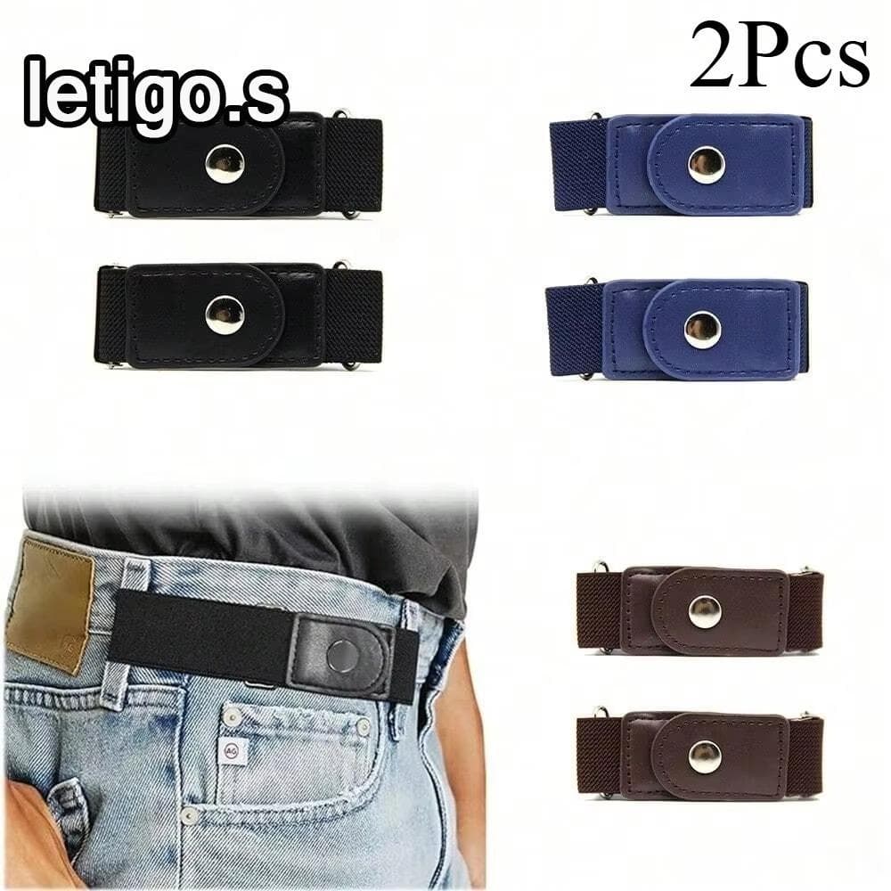[LETIGO] 2 Unidades/Conjunto Cinto Elástico , Ajustável Invisível , Lona Sem Fivela Calças Jeans