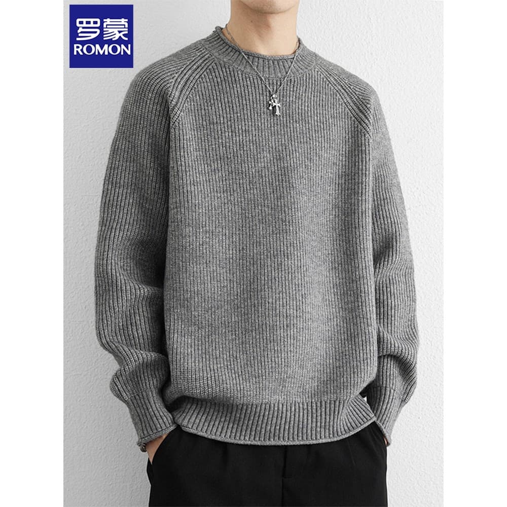 Lomon em torno do pescoço camisola masculina outono inverno novo estilo solto na moda High-End camisola interior pulôver