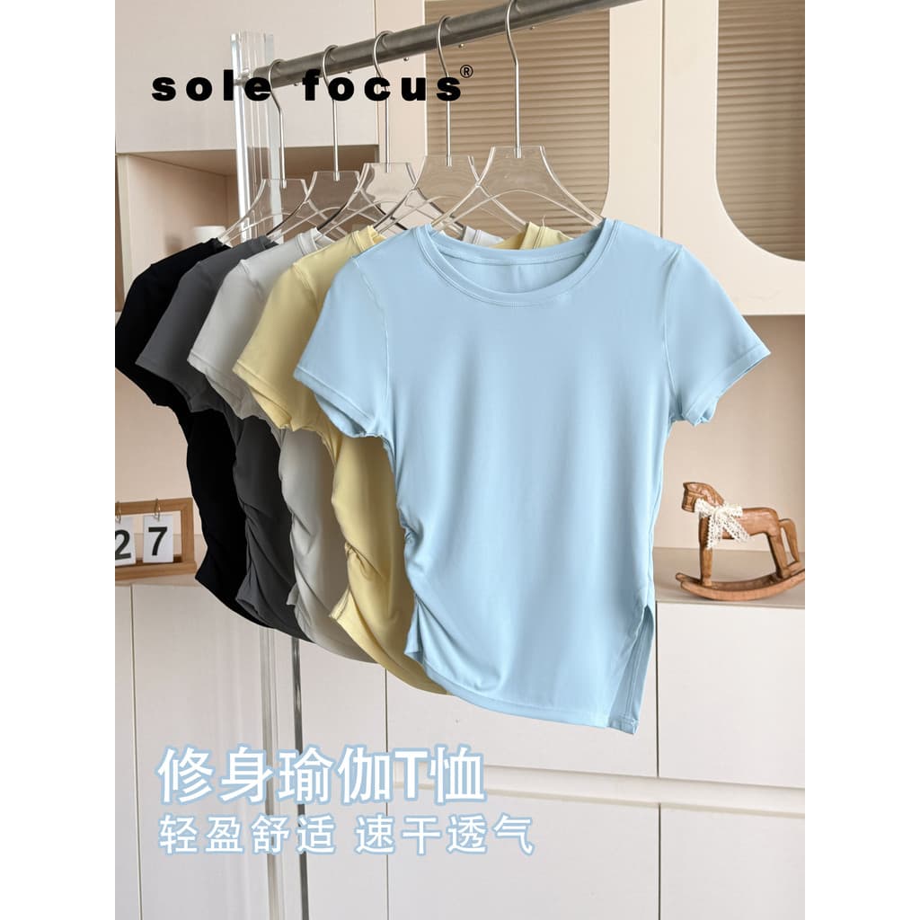 Roupas de Fitness calças femininas topos de manga curta Pilates belas roupas de treinamento de secagem rápida High-End b