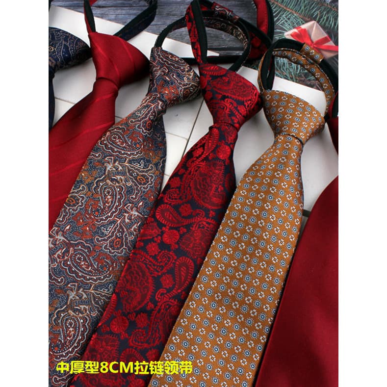 Gravata com padrão de zíper largo, 8CM, cor sólida, vinho, vermelho, personagem feliz, sarja, homens, negócios, roupa Fo