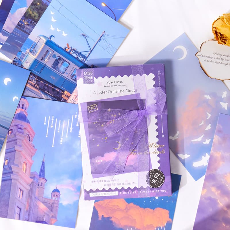 Cartão postal em caixa oca com fita estilo literário Kirishima Ouvindo estilo série cartão presente cartão decorativo es