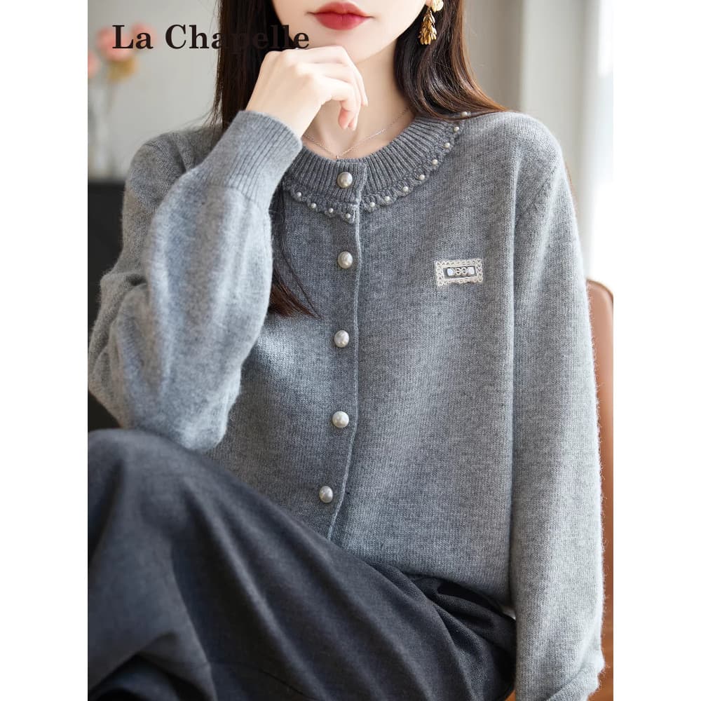 Lasherbell moda frisado botão de malha Cardigan jaqueta feminina primavera outono Plus Size feminino topo outono inverno