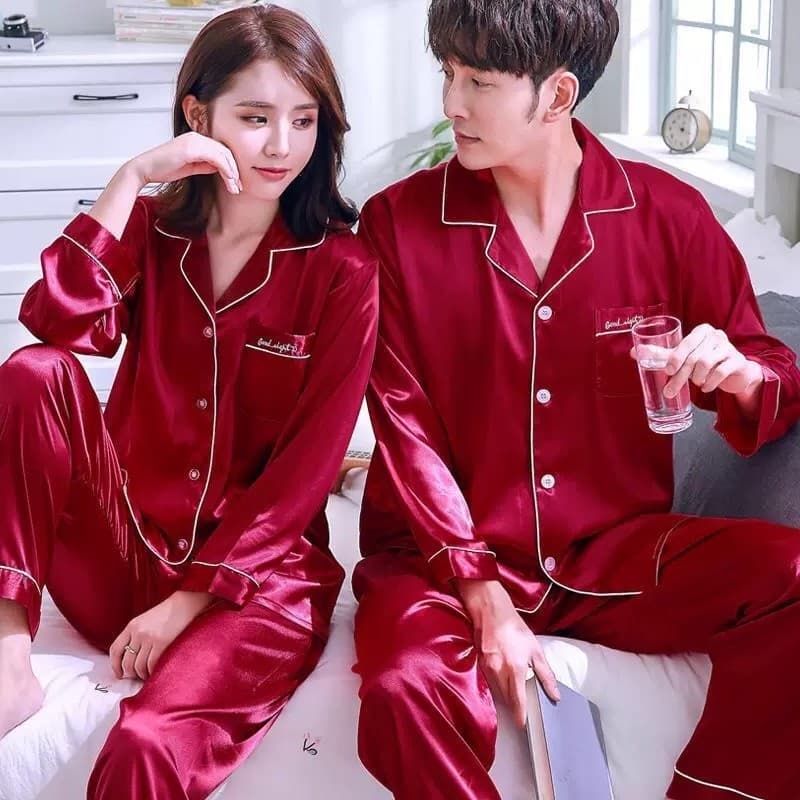 Casal de casamento pijamas feminino verão gelo seda manga comprida terno masculino primavera outono estilo Benming ano d