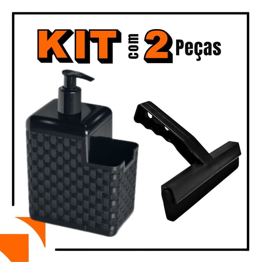Porta Detergente Sabão Dispenser 2 em 1 Com Suporte Para Bucha Esponja e Rodo