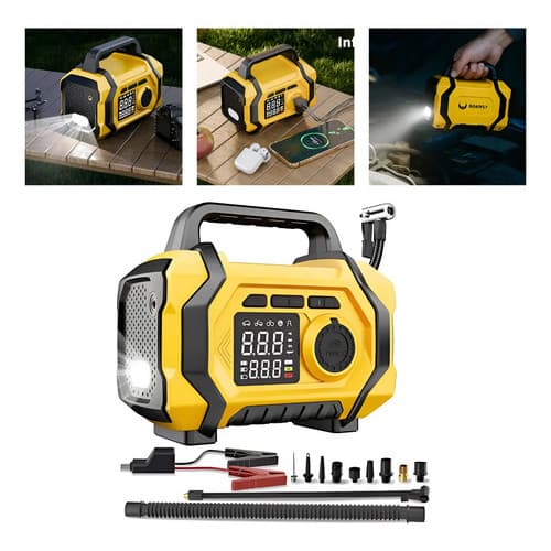 Partida Bateria sem Carga Auxiliar Para Carro & Enchedor Pneus Portátil 2500a 12v Compressor Ar e infláveis Power Bank