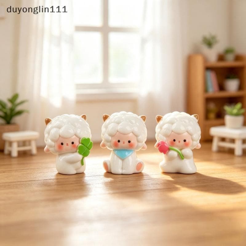 (duyonglin111) Mini Resina Ovelha Cordeiro Fada Jardim Acessórios 5/6 Pçs Ornamentos Bonitos Para Casa Micro Paisagem Pá
