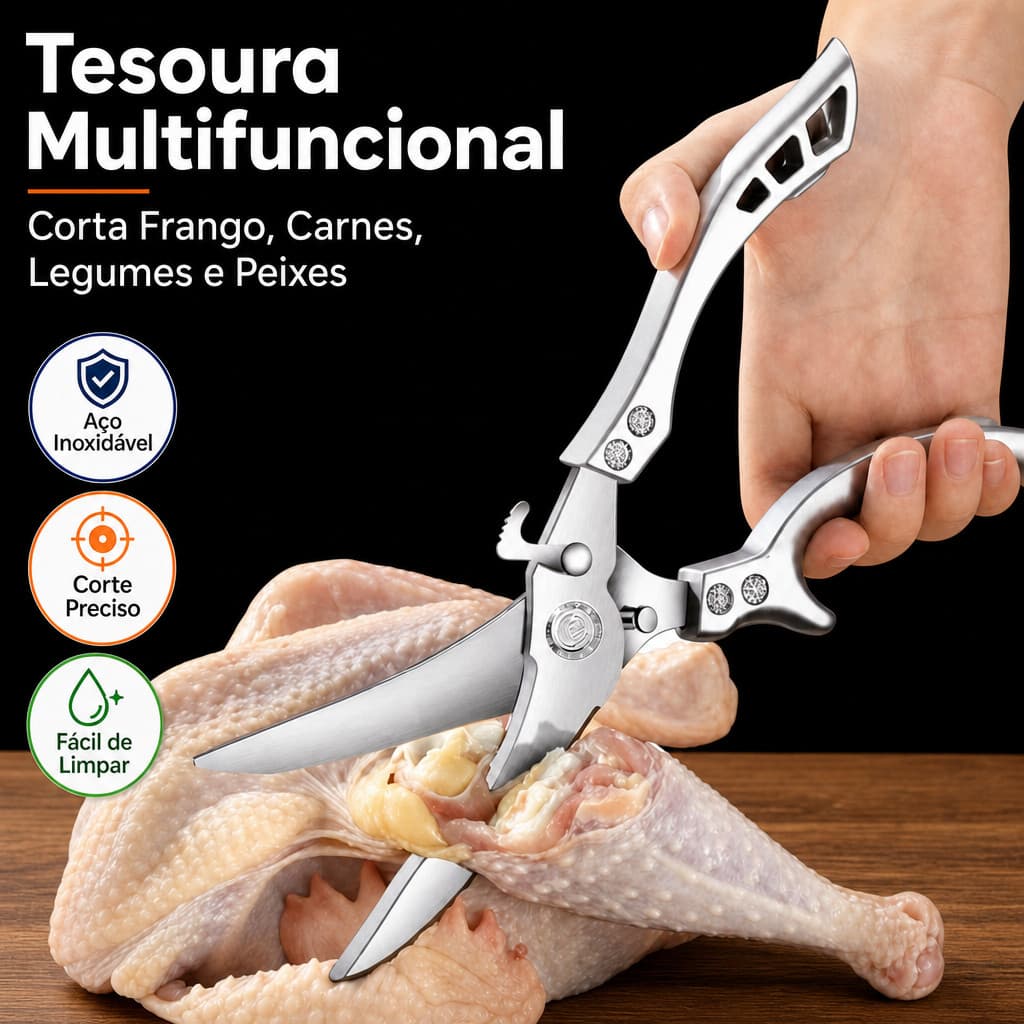 Tesoura Multifuncional Para Corte Alimentos Legumes Peixes Frangos Verdura