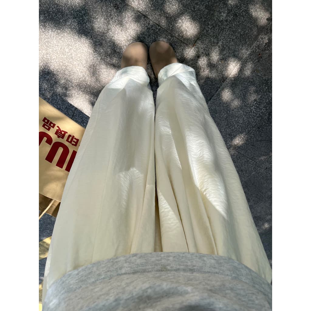Gelo seda leite Fu Yamamoto calças femininas verão 2026 novo estilo cintura alta estilo preguiçoso branco calças de pern