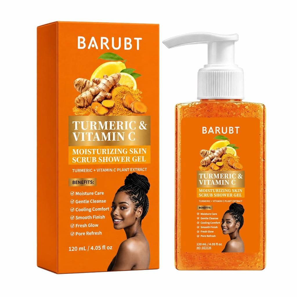 Gel de Banho de Cúrcuma e Laranja, Esfoliante Corporal de Cúrcuma com Fórmula Esfoliante, Gel de Banho Esfoliante de Lim