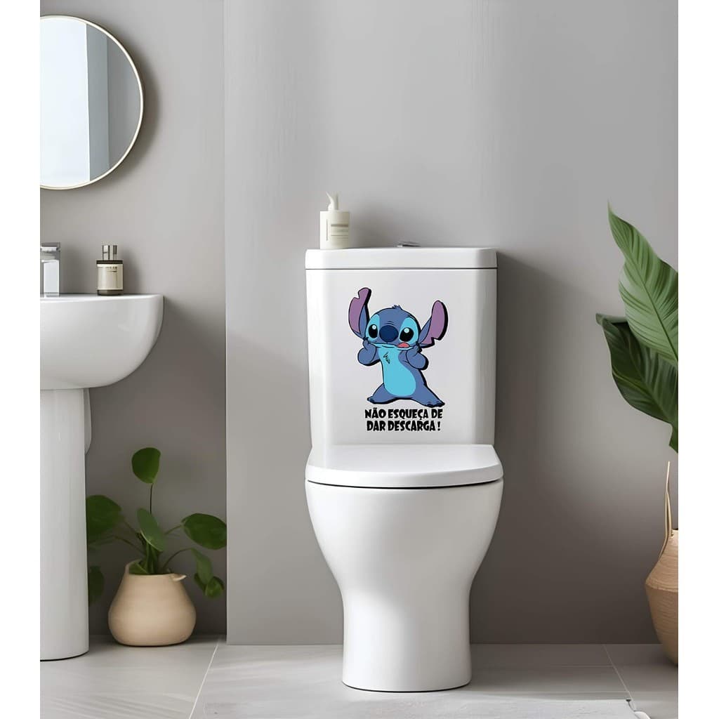 Adesivo para Vaso Sanitário Dê a Descarga - Stitch Mod01