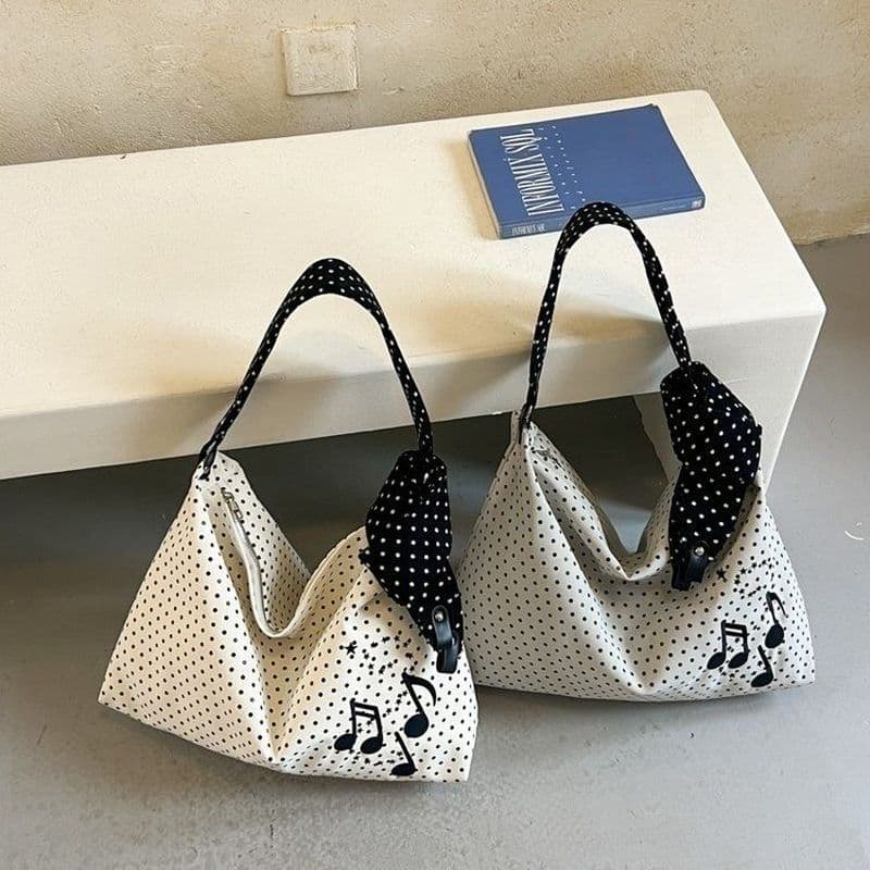 Estilo coreano ins Retro Polka Dot bolsa de ombro classe estudante grande capacidade Commuter All-Match bolsa de lona A
