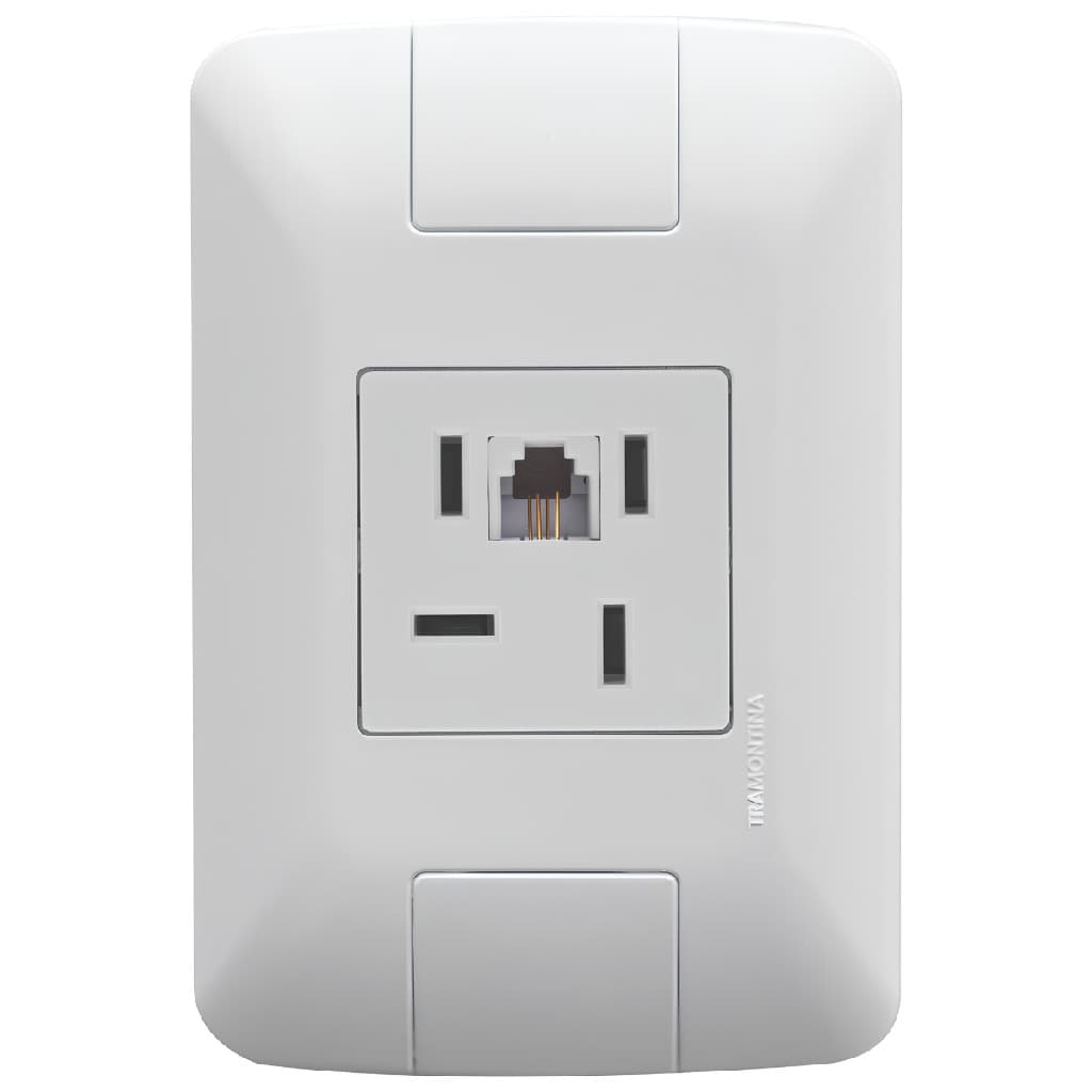 Conjunto Tomada Telefone 4P e RJ11 Tramontina Aria Branco