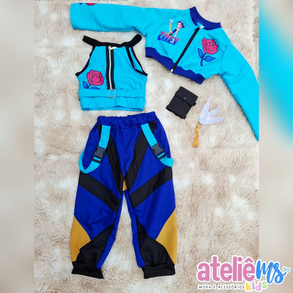Fantasia Zoey Guerreiras com Blusa de Frio, Bolsa e Acessórios 💙🌸