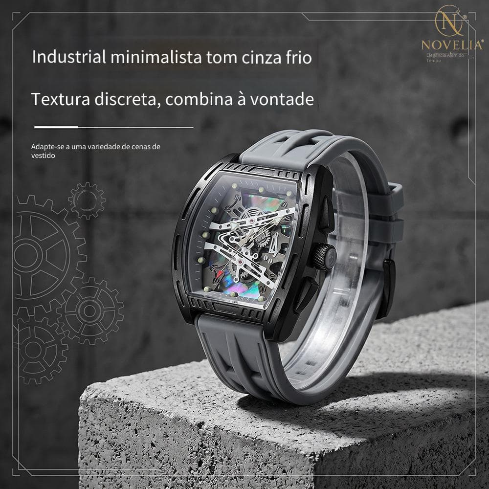 Novo barril relógio de quartzo masculino oco brilho Richard Silicone relógio de pulso luz luxo relógio masculino