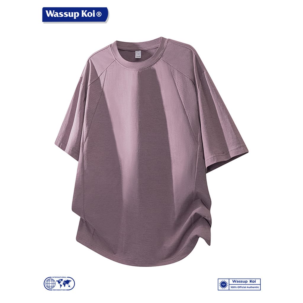 WASSUP KOI Camiseta masculina de manga curta de secagem rápida verão respirável solta cor casual Top estilo casual estil