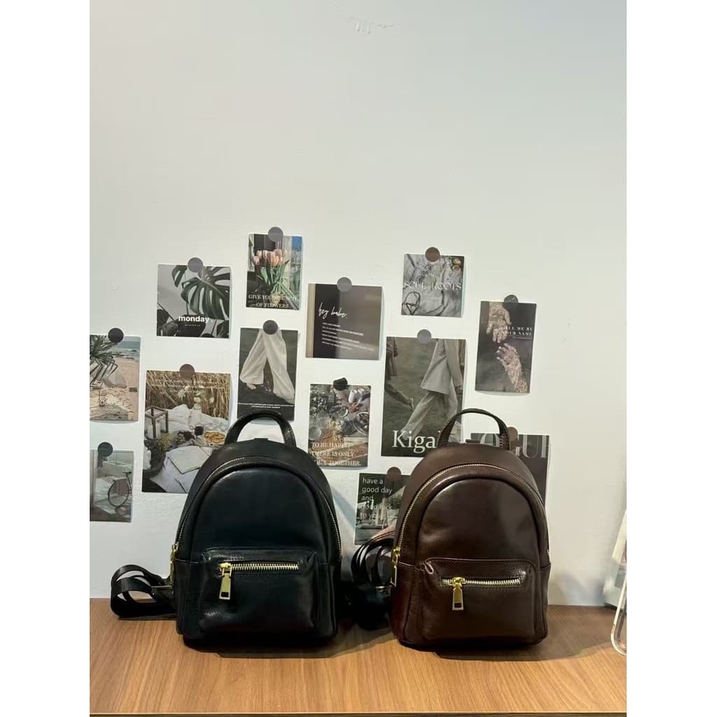 Mochila de couro genuíno feminina mochila pequena primeira camada de couro feminino saco Retro feminino artesanal saco d