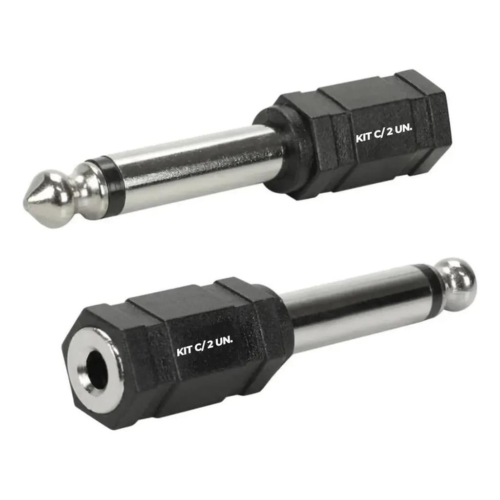 Kit 2 Plug Adaptador P2 X P10 Mono Microfone Amplificador