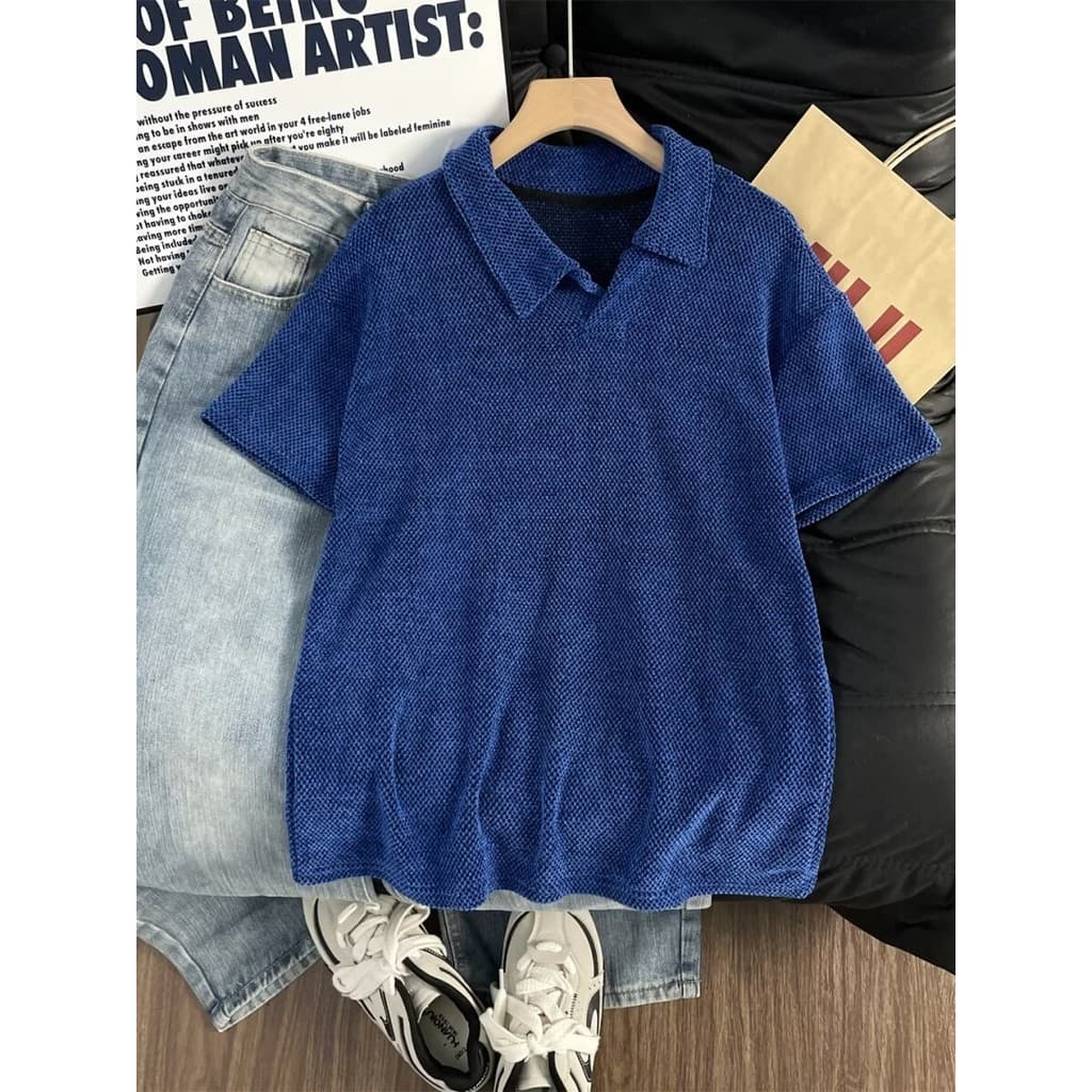 Camisa polo masculina de manga curta com gola gaivota americana, verão, leve, padrão de escala de dragão, respirável, so
