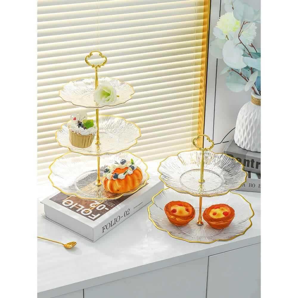 Prato de frutas multicamadas, mesa de centro para sala de estar, prato de doces doméstico, mesa frontal, lanche, chá da