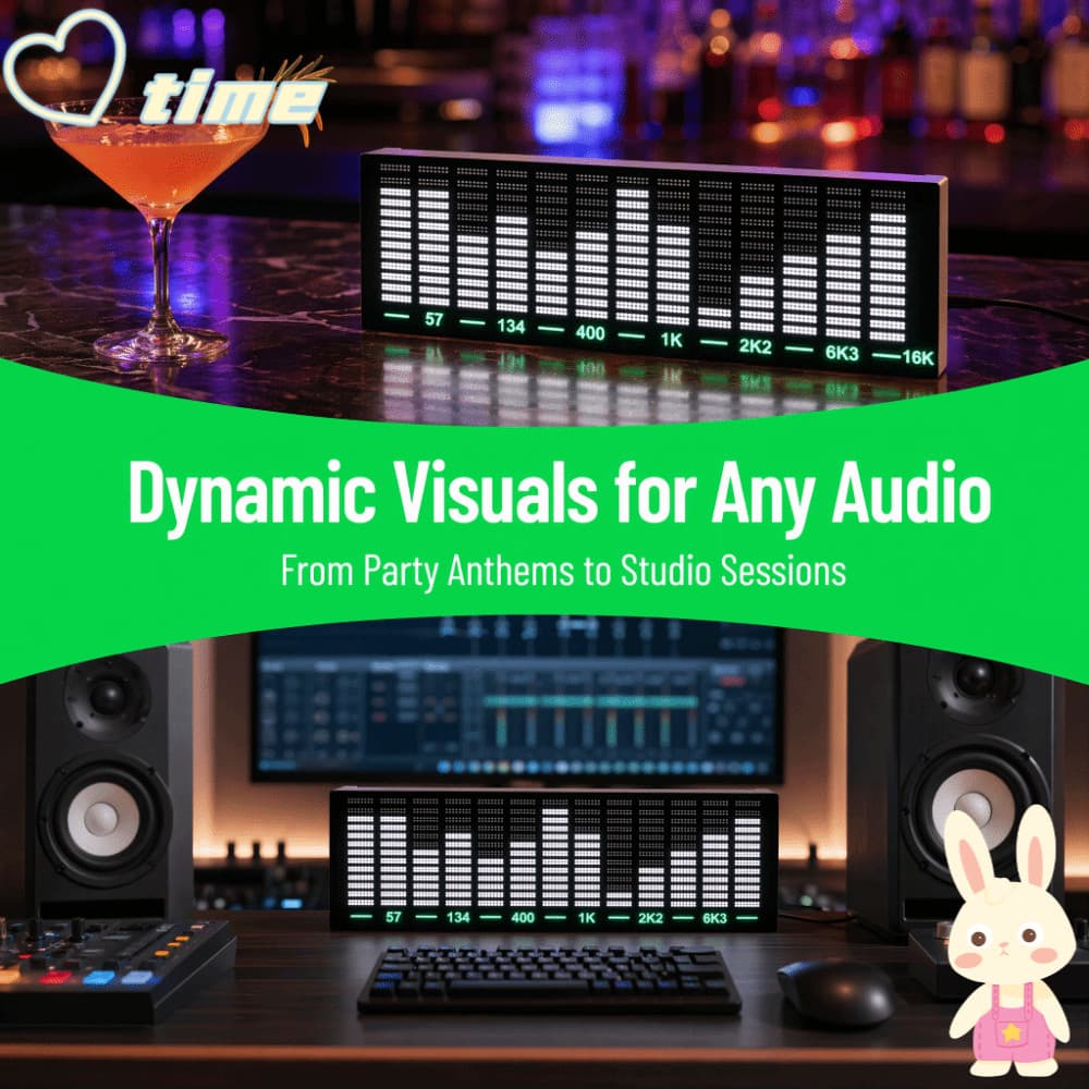 Display De Espectro De Música LED TIME , Luz De Sincronização Com Controle De Som Musical , Analisador Controlado Por