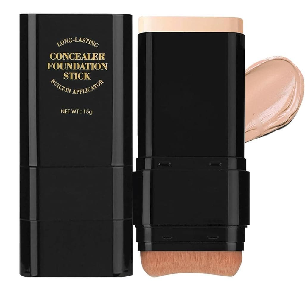 FoundationStick, 2 em 1, Dupla Face, Longa Duração e à Prova d'Água, Corretivo Coreano, Bastões de Contorno e Base com P