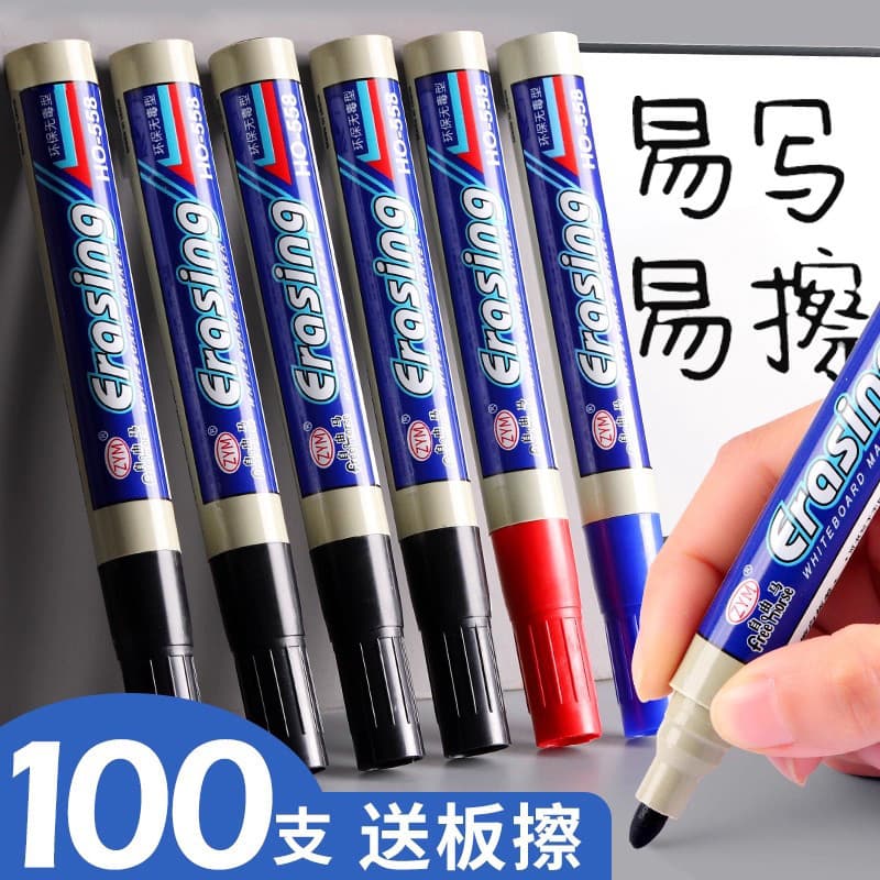Caneta apagável para quadro branco Os alunos usam caneta de quadro negro vermelho azul preto de grande capacidade Caneta