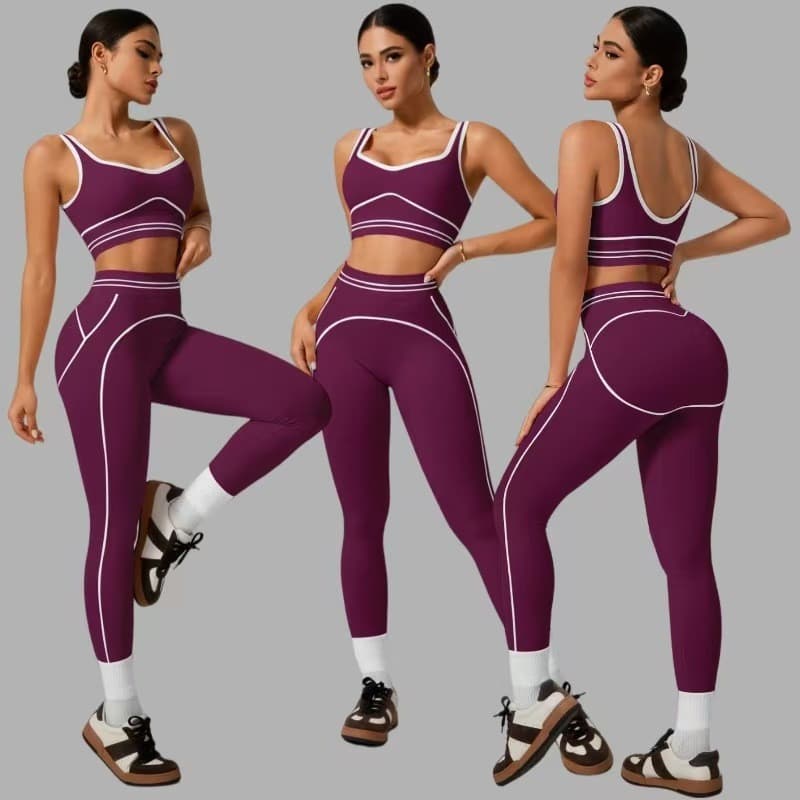 Conjunto de Yoga Elegante, Top Esportivo Sem Mangas, Conjunto de Fitness de Duas Peças para Levantamento de Glúteos e Ba