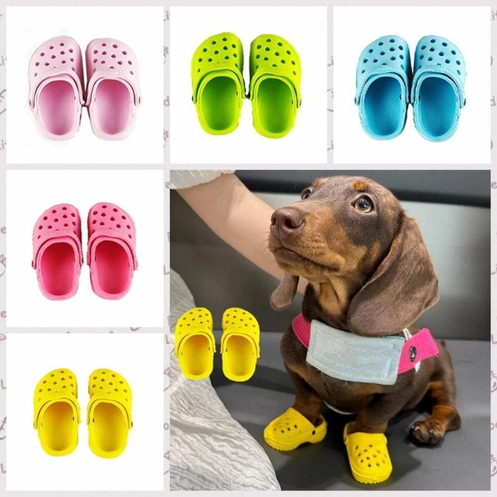 1 Par De Sapato Com Buraco Para Cachorro , Sandálias Confortáveis Animais De Estimação Sola Macia , Botas De Chuva Respi