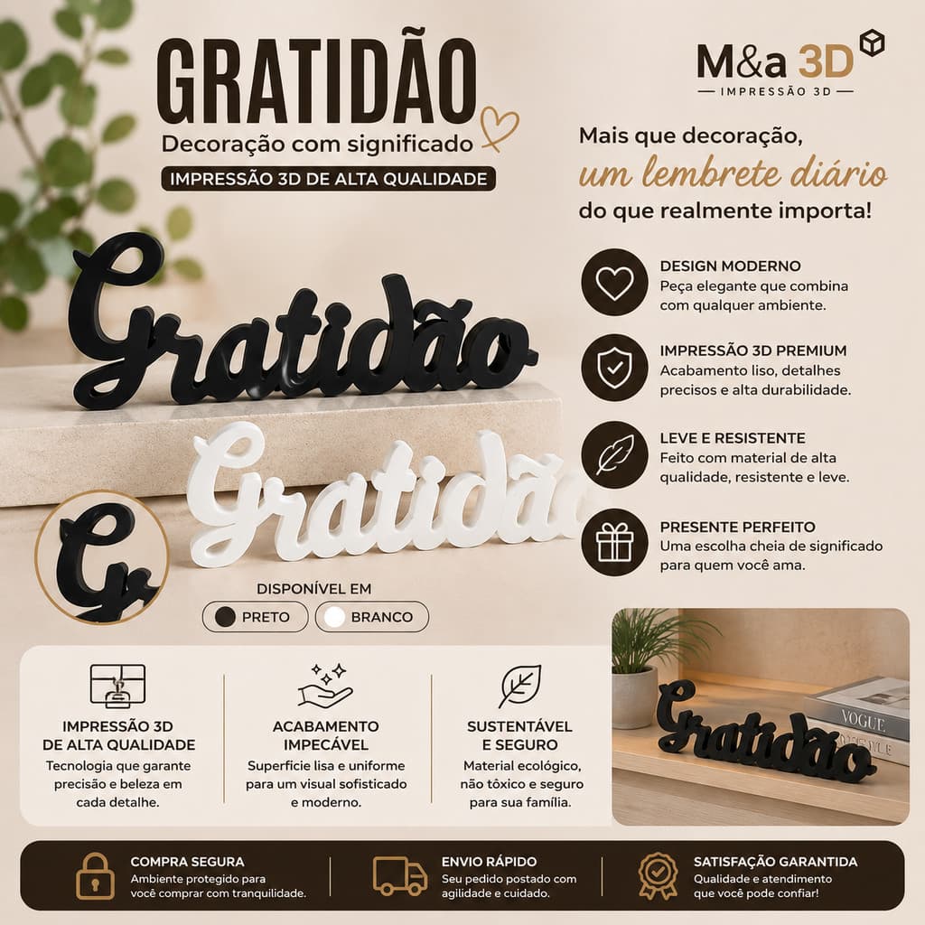 Placa Decorativa Gratidão Em 3D Frase Parede Sala Quadro Placa Decorativa Gratidão Para Casa Design Minimalista