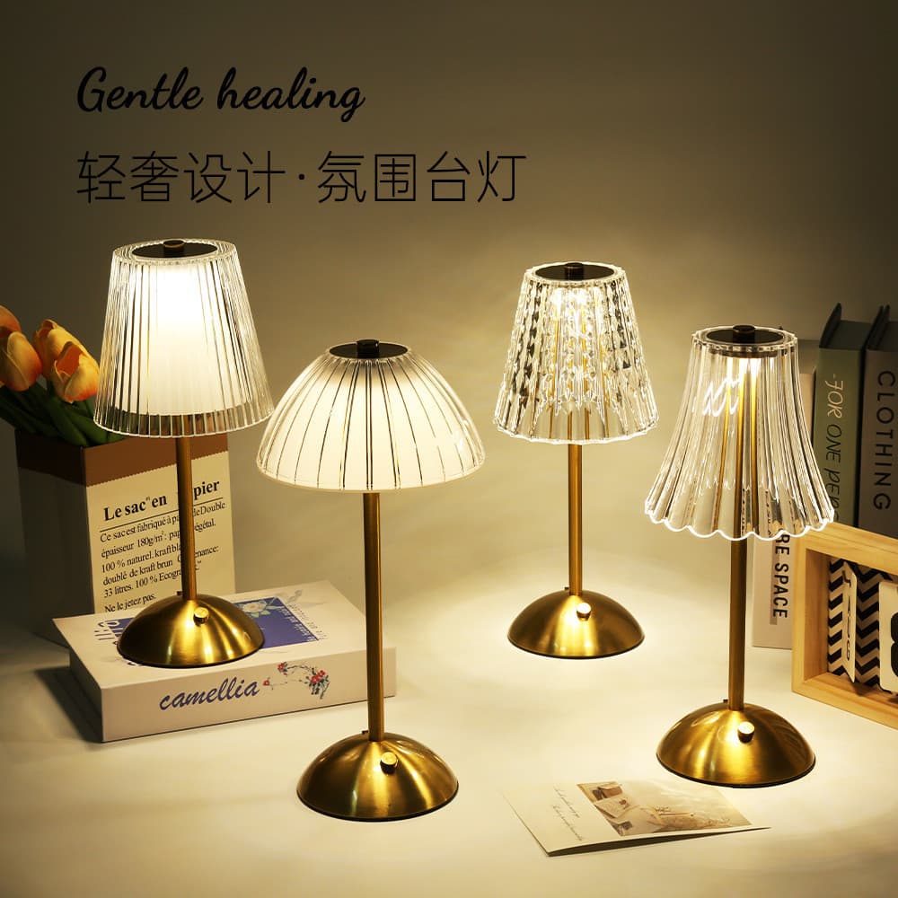 Candeeiro de mesa retrô de cristal para quarto Abajur de cabeceira Luz de atmosfera de luxo Abajur de mesa de cabeceira