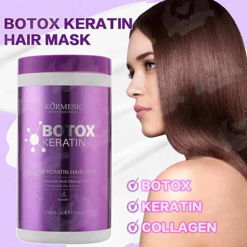 Máscara Capilar de Botox e Queratina 1000ML, Condicionador Orgânico de Reparação e Alisamento Capilar com Colágeno, Apro