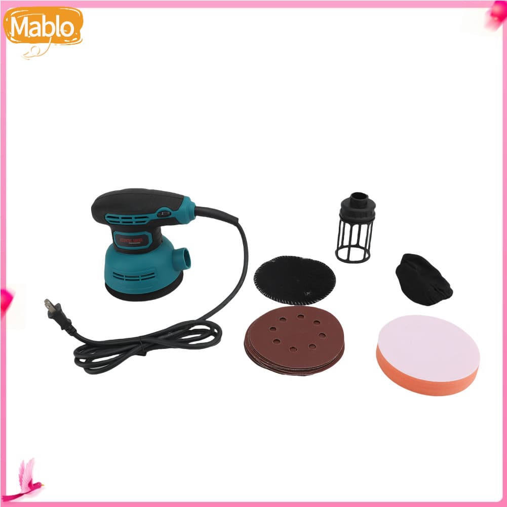 Mablo-br Lixadeira elétrica 300W Lixadeira portátil de velocidade variável com 16 lixas tipo sucção, saco de pó e corpo