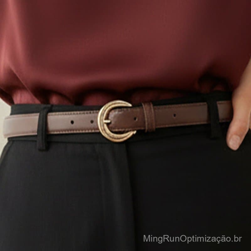 Cinto de couro genuíno com fivela de pino, cinto fino feminino simples e casual de couro de duas camadas, cinto elástico