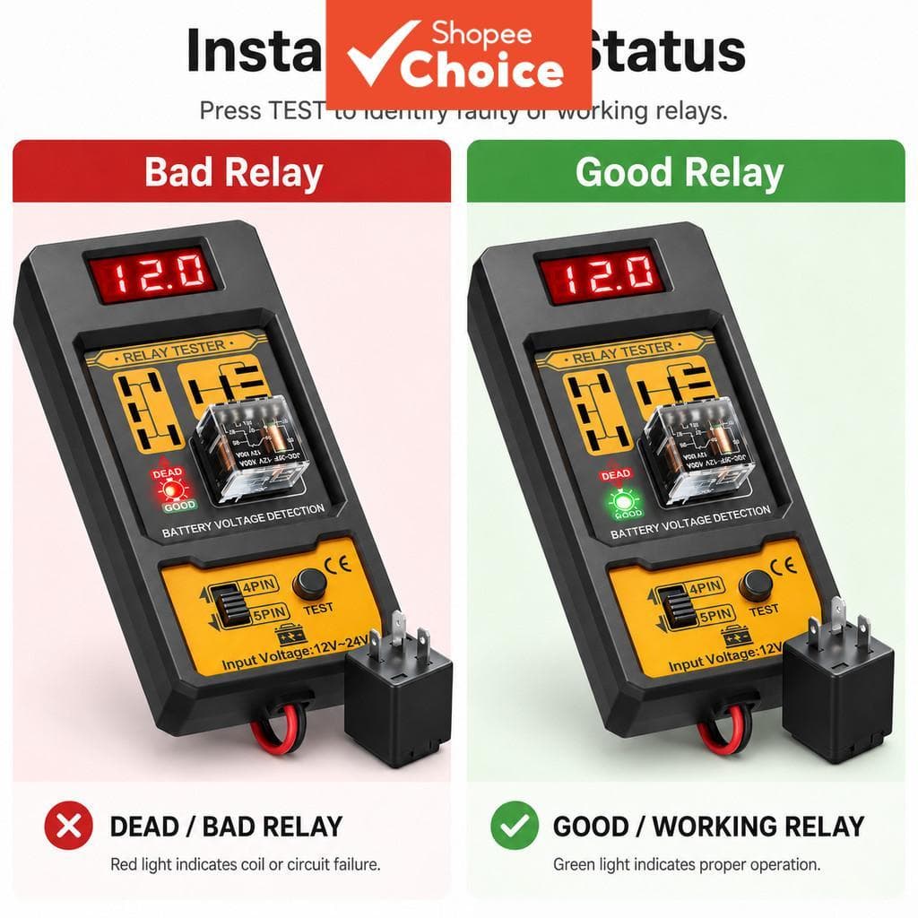 Leitor De Código Obd2 12v-24v Testador De Relé Analisador Elétrico Automotivo Para Diagnóstico De Teste
