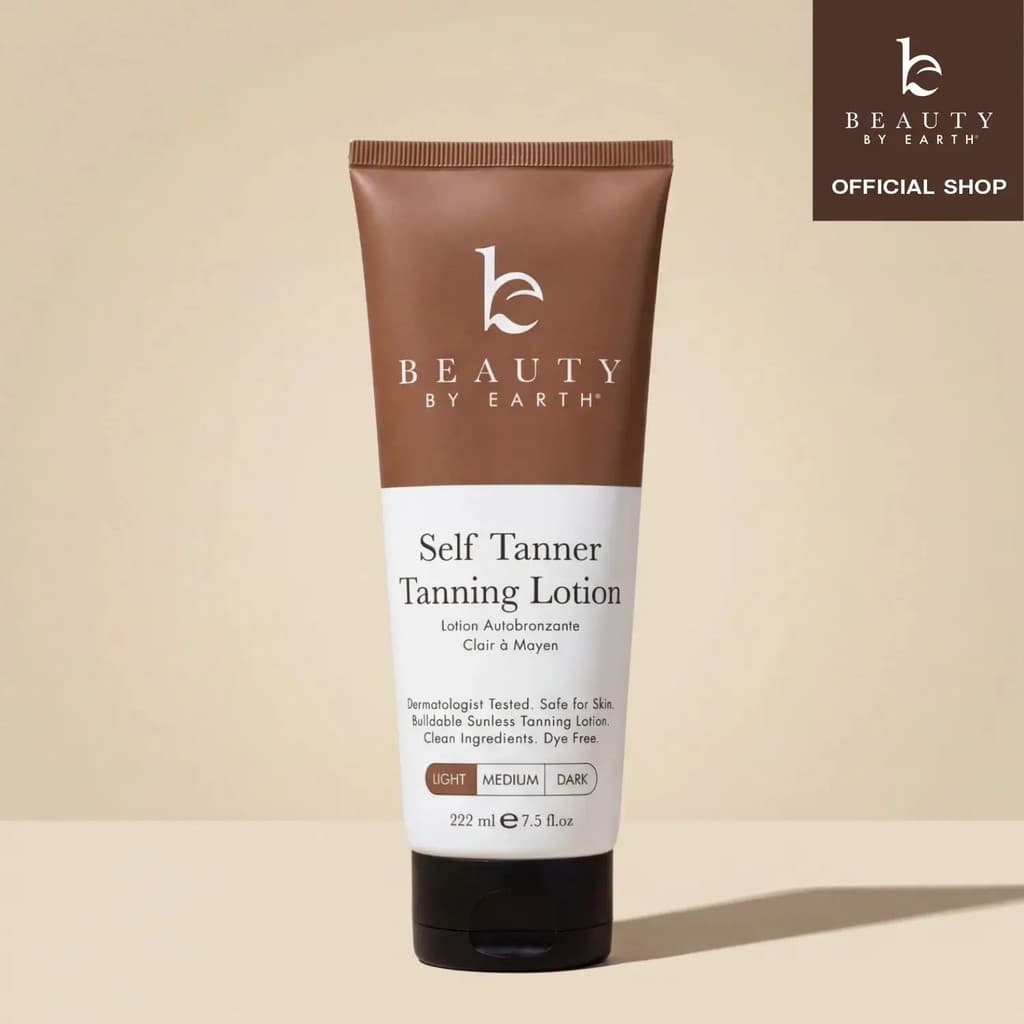 Loção Corporal Autobronzeadora Beauty by Earth - Melhor Bronzeado Gradual Natural Sem Sol, Hidratante, Sem Manchas, Efei