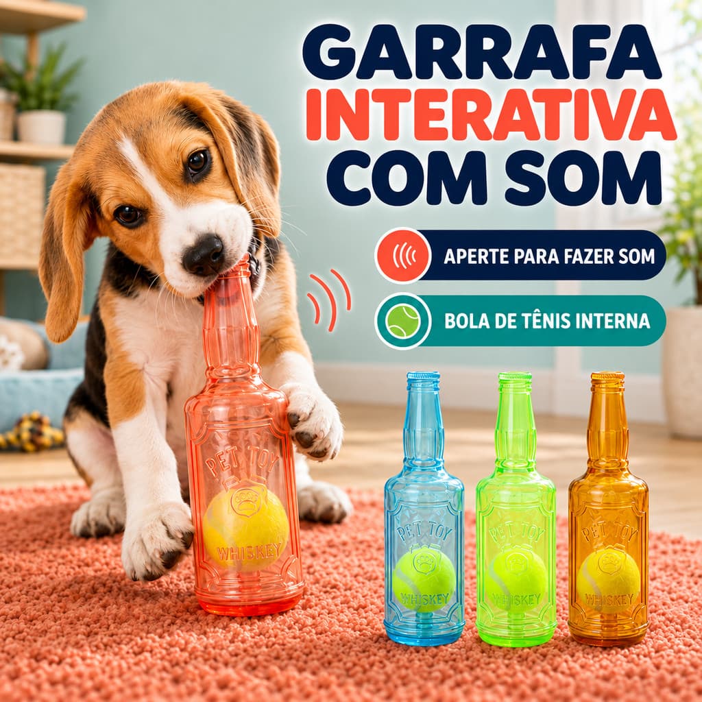Garrafa-bola de tênis para animais de estimação em TPR flutuante com apito - brinquedo resistente para cães com squeaker