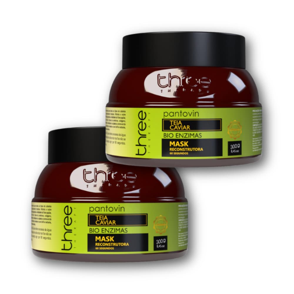 Kit 02 Und Pantovin Mascara Reconstrutora Teia Caviar 300g
