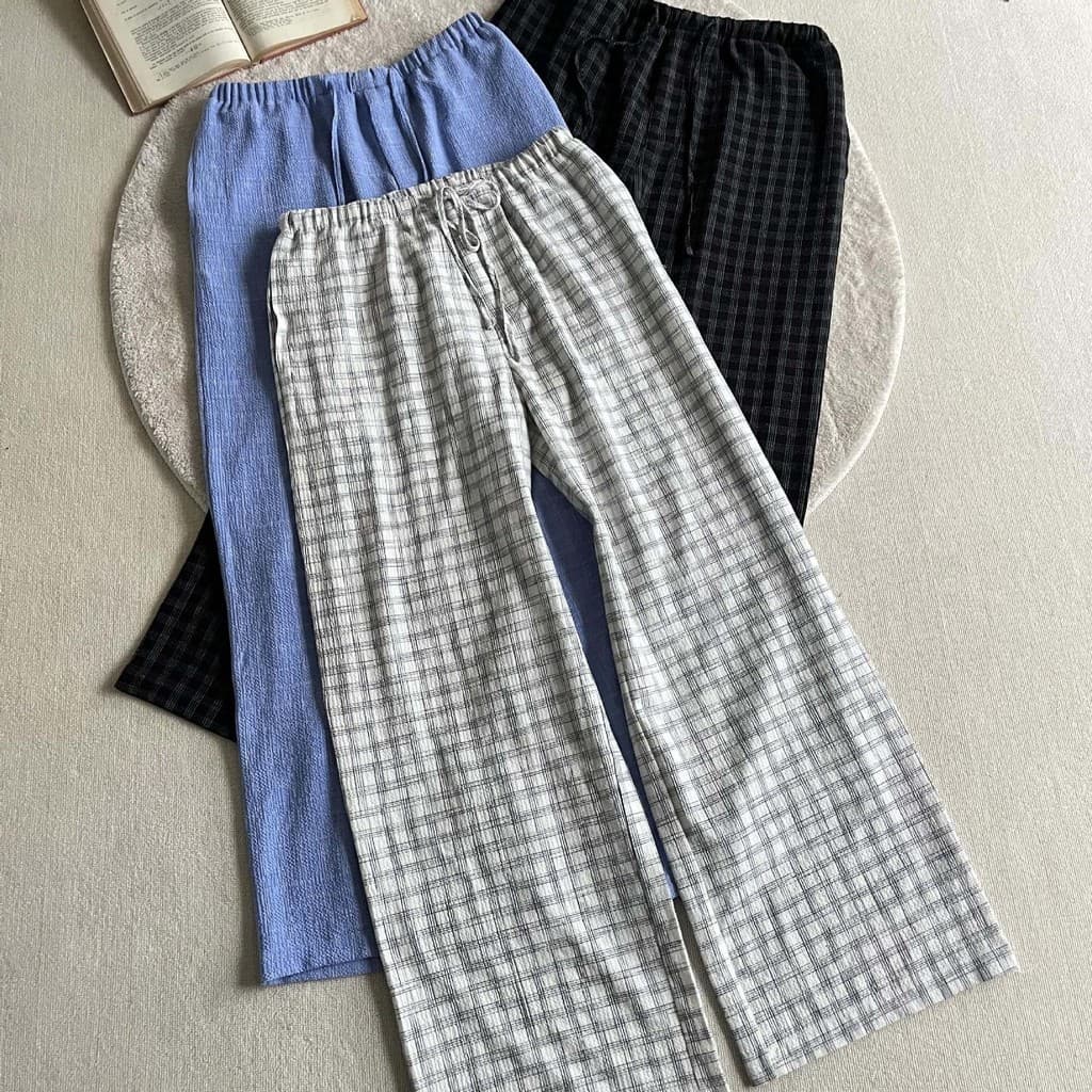 Verão Novo Estilo Xadrez Cor Cordão Calças Respirável Solto Versátil Na Moda Casuais