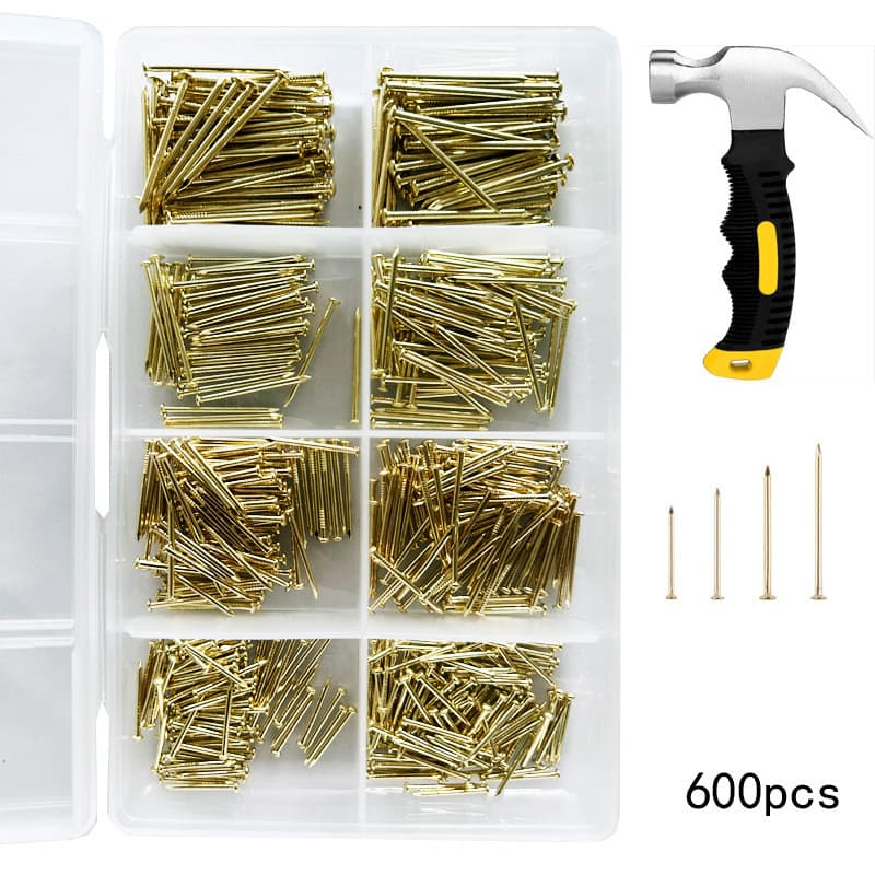 Conjunto de 600 pregos de parede com 4 especificações para construção e decoração, pregos de carpinteiro, pregos para ca