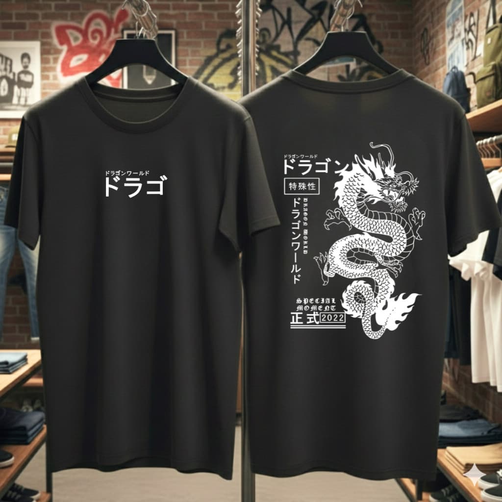 Camiseta Dragão Chines Streetwear 100% Algodão Unissex japones Grafitti Rolê Exclusiva Camisa básica