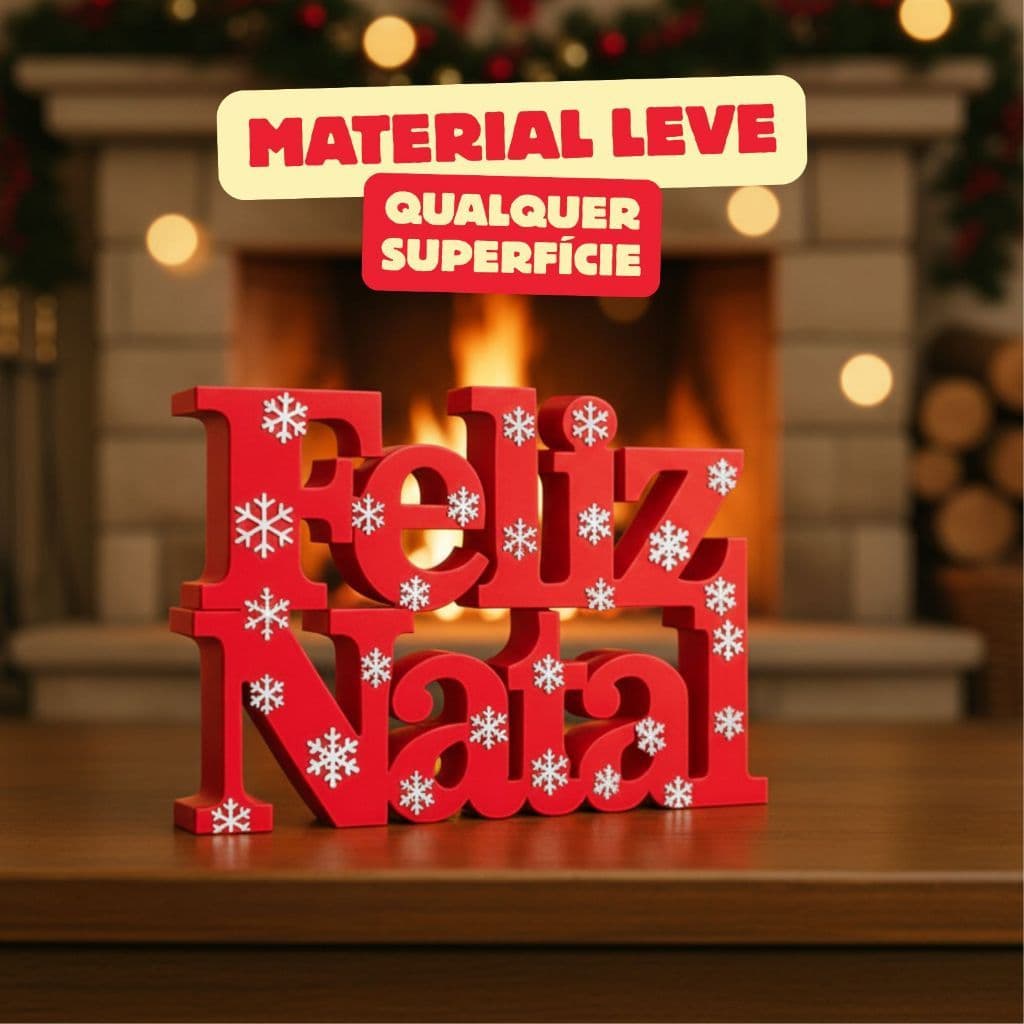 Enfeite Natalino Feliz Natal Letreiro Vermelho 38 cm DECORAÇÃO DE NATAL